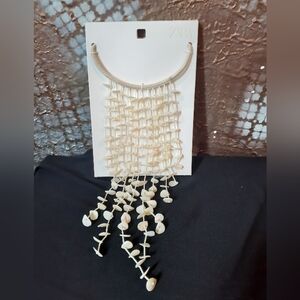 Nwt Zara Genuine Shell Fringed Statement Necklace